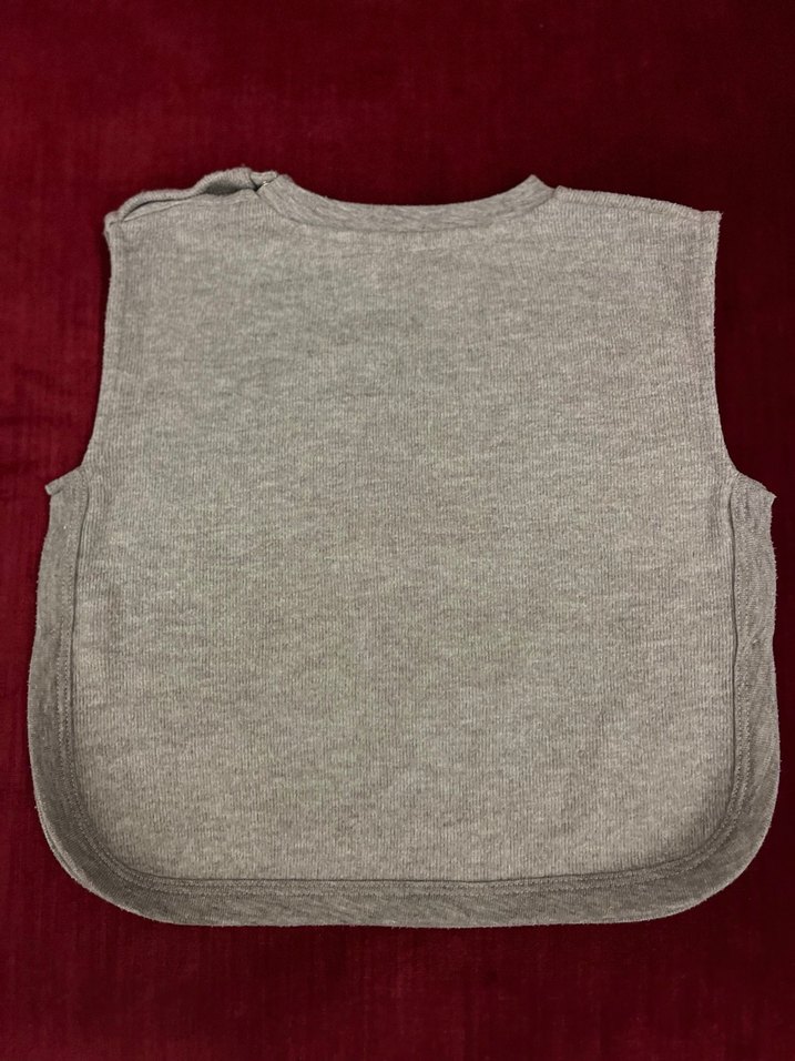 Uniseks Çocuk Gri Düğmeli Kolsuz Yelek - Görsel 2