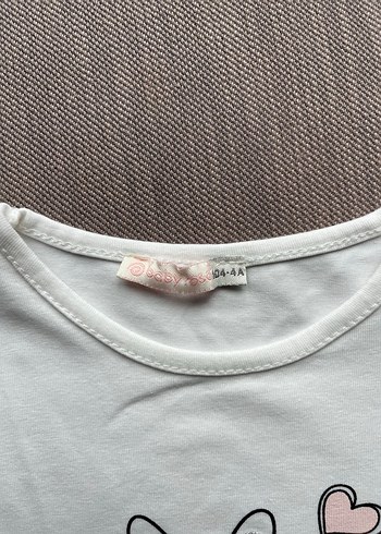 Kız Çocuk Beyaz Uzun Kollu Baskılı Tişört - Görsel 3