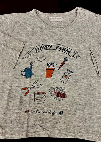 2 ADET Kız Çocuk Beyaz  VE Gri Baskılı Uzun Kollu Tişört - Görsel 3