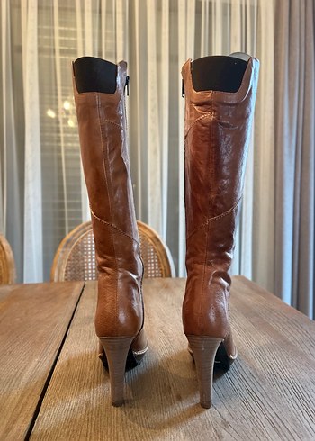 DİVARESE MARKA Camel Deri  Platformlu Diz Boyu Çizme - Görsel 3