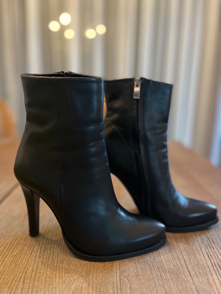 HOTİÇ MARKA Siyah Deri Stiletto Topuklu Kadın Bot - Görsel 2