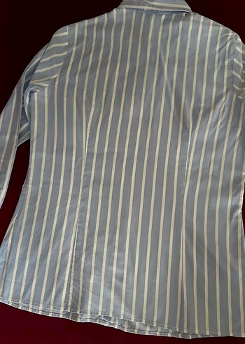 US POLO ASNN MARKA Mavi Çizgili Pamuklu Kadın Gömlek - Görsel 2