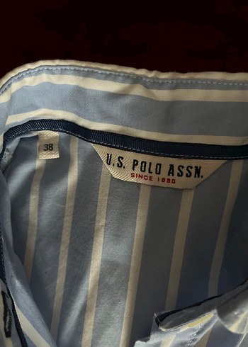 US POLO ASNN MARKA Mavi Çizgili Pamuklu Kadın Gömlek - Görsel 5