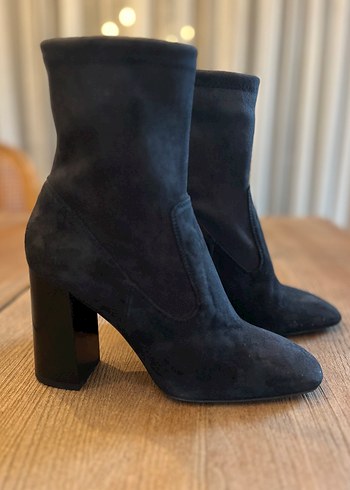 MANGO Siyah Süet Topuklu  Çorap Kadın Bot - Görsel 2