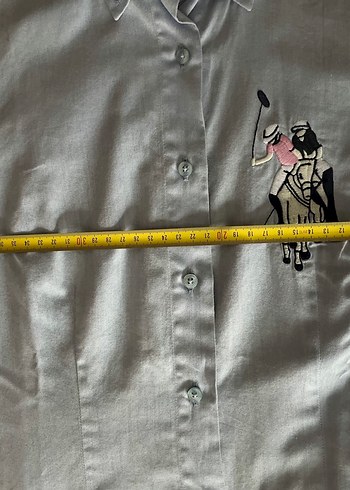 US POLO ASNN MARKA Mavi Baskılı Uzun Kollu Kadın Gömlek - Görsel 3