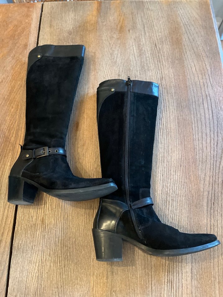 Divarese Marka Siyah Süet Stiletto Fermuarlı Çizme - Görsel 3