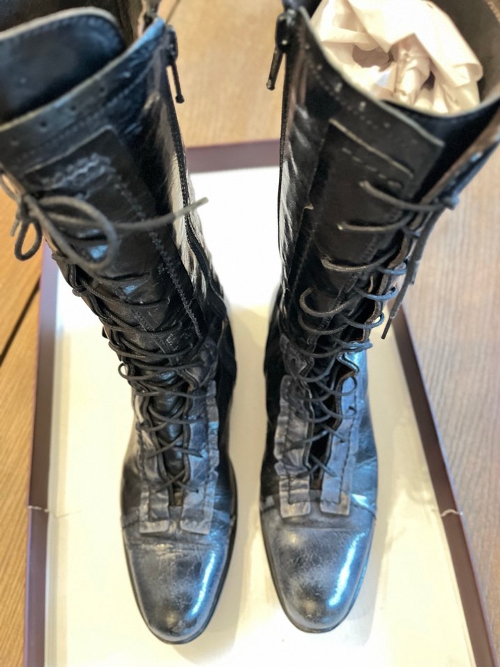 MO.S MARKASiyah Deri Bağcıklı ve fermuarlı Çizme - Görsel 4