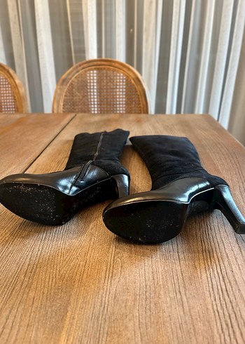 DİVARESE MARKA Siyah  Deri+Süet Stiletto Çizme - Görsel 4