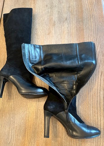 DİVARESE MARKA Siyah  Deri+Süet Stiletto Çizme - Görsel 5