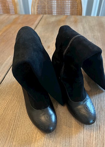 DİVARESE MARKA Siyah  Deri+Süet Stiletto Çizme - Görsel 8