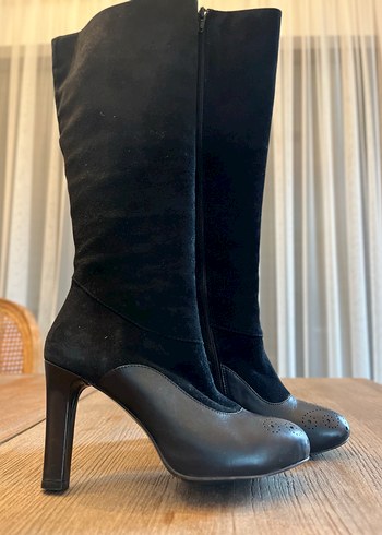 DİVARESE MARKA Siyah  Deri+Süet Stiletto Çizme - Görsel 7