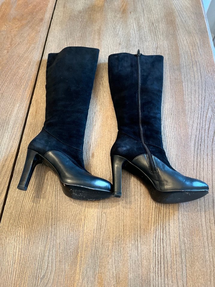 DİVARESE MARKA Siyah  Deri+Süet Stiletto Çizme - Görsel 3