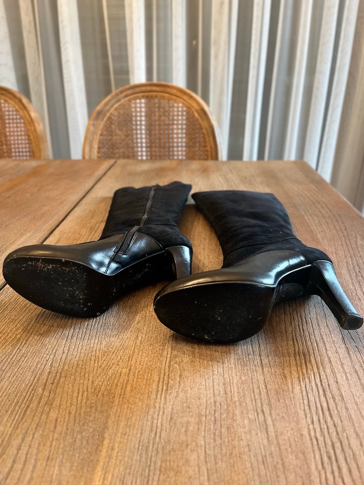 DİVARESE MARKA Siyah  Deri+Süet Stiletto Çizme - Görsel 4