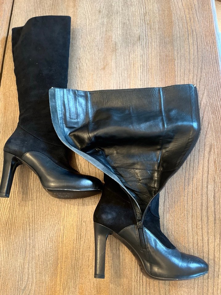 DİVARESE MARKA Siyah  Deri+Süet Stiletto Çizme - Görsel 5