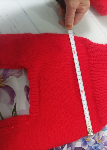 Nakışlı Kırmızı Örgü Kedi köpek slop Tulumu - Görsel 5