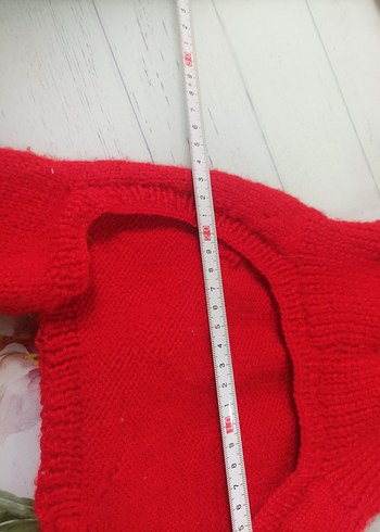 Nakışlı Kırmızı Örgü Kedi köpek slop Tulumu - Görsel 10