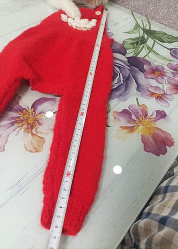 Nakışlı Kırmızı Örgü Kedi köpek slop Tulumu - Görsel 8