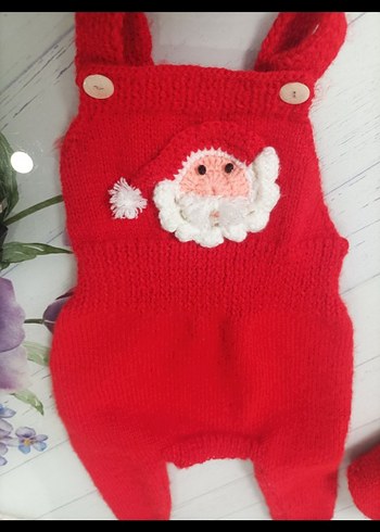 Nakışlı Kırmızı Örgü Kedi köpek slop Tulumu - Görsel 14