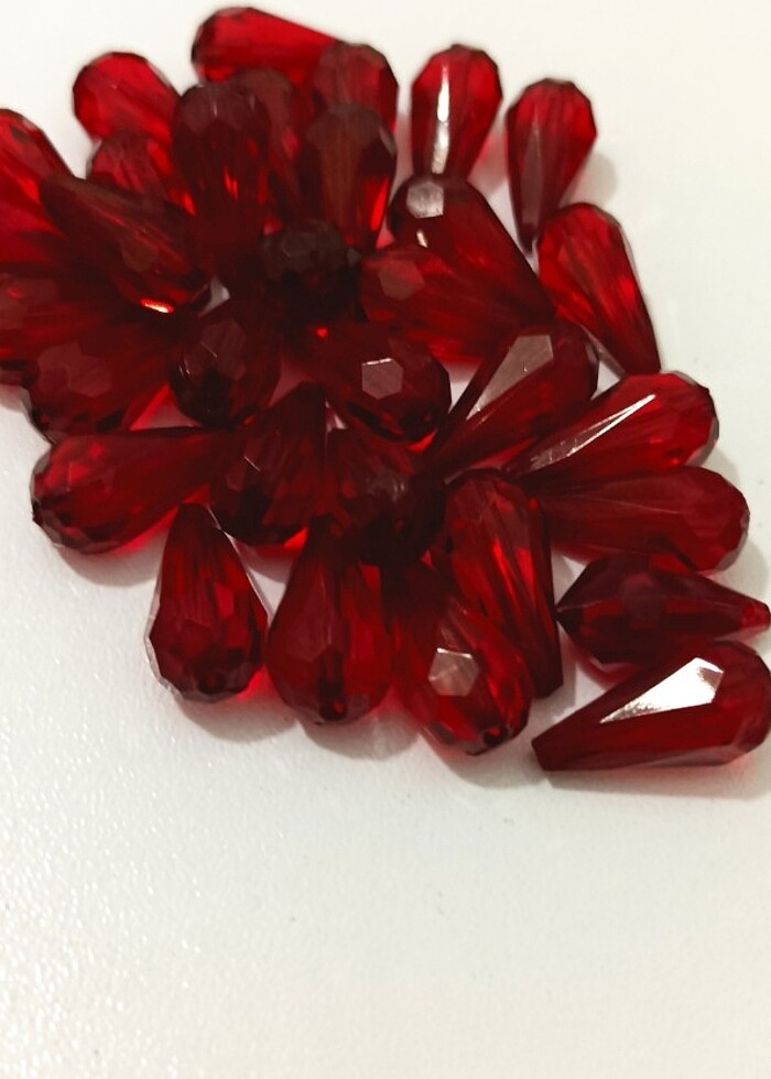 Kırmızı damla boncuk  - Görsel 2