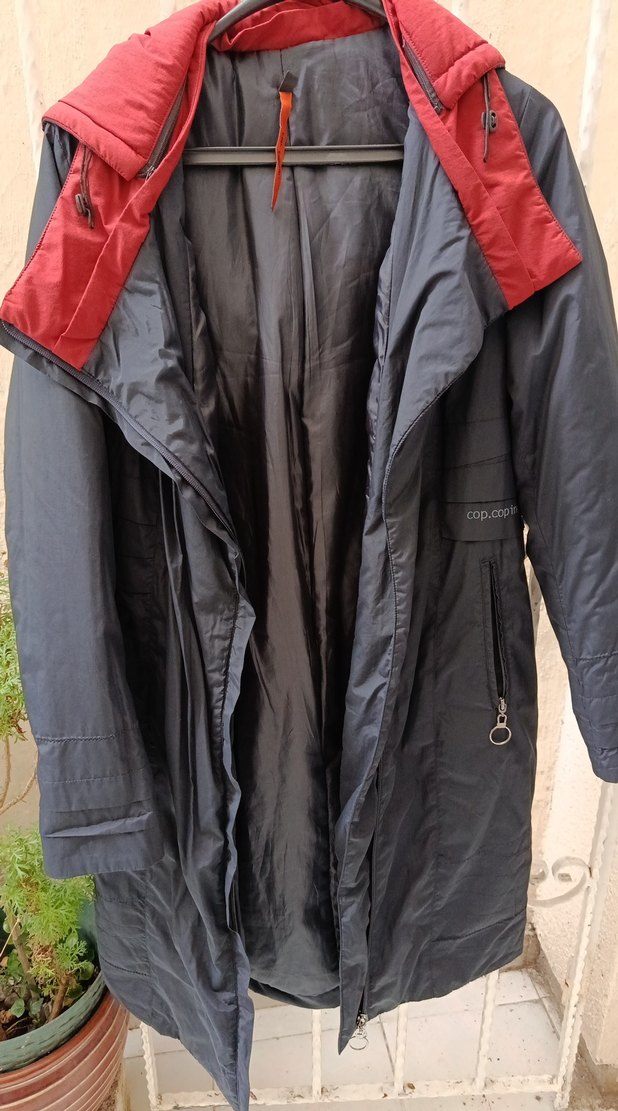 Uzun  siyahFermuarlı bayan  mont - Görsel 2