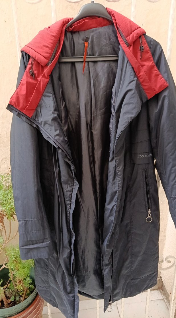 Uzun  siyahFermuarlı bayan  mont - Görsel 3