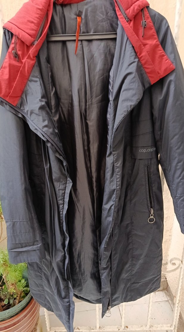 Uzun  siyahFermuarlı bayan  mont - Görsel 4