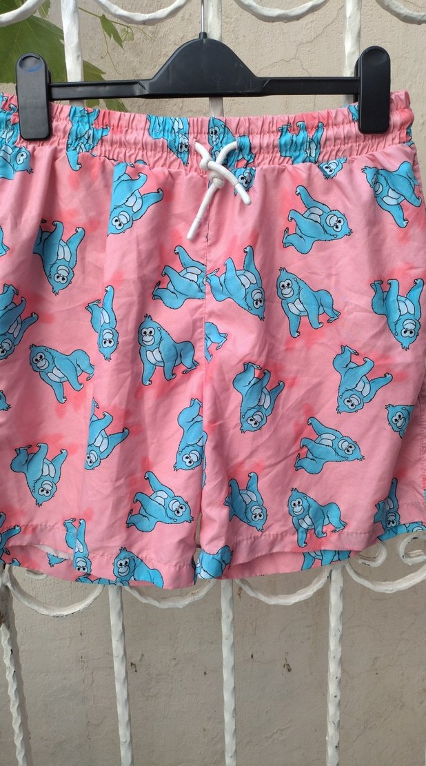 Pembe Baskılı Erkek Mini  deniz şortu - Görsel 5