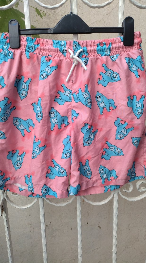 Pembe Baskılı Erkek Mini  deniz şortu - Görsel 4