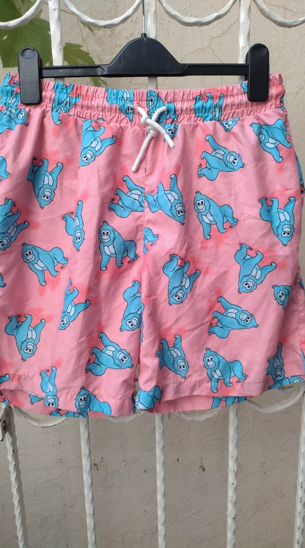 Pembe Baskılı Erkek Mini  deniz şortu - Görsel 2