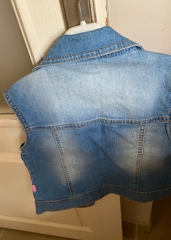 Nakışlı Mavi Kız Kot Yeleği - Görsel 3