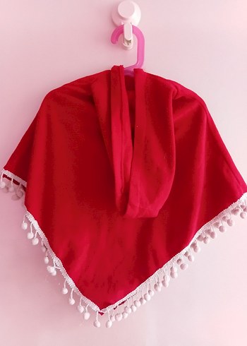 Kız Çocuk Kırmızı Püsküllü Bohem Panço - Görsel 2