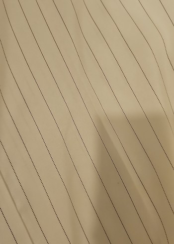 Beyaz Piliseli Keten Kadın Pantolon - Görsel 4