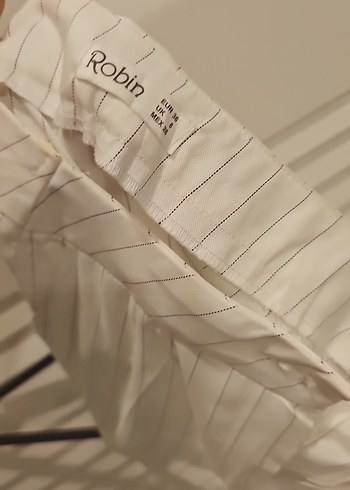 Beyaz Piliseli Keten Kadın Pantolon - Görsel 2