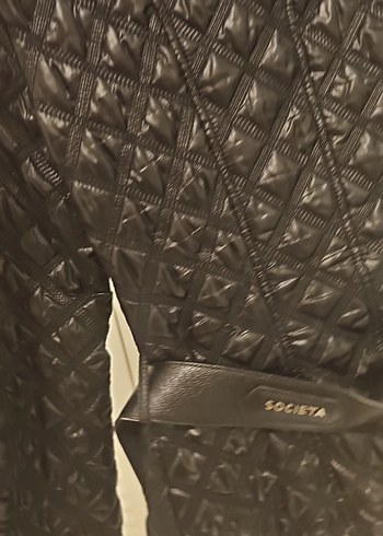 Socieata kürk Detaylı Siyah Deri Kadın Ceket - Görsel 6