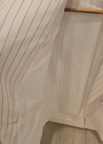 Robin Çizgili Kısa Beyaz Kadın Blazer Ceket - Görsel 4