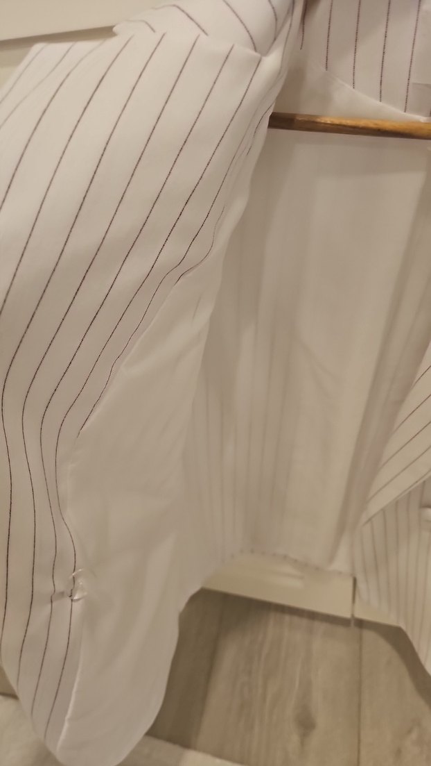 Robin Çizgili Kısa Beyaz Kadın Blazer Ceket - Görsel 4