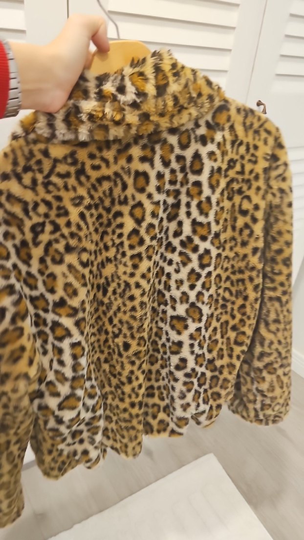 Leopar Desenli Suni Kürk Ceket - Görsel 5