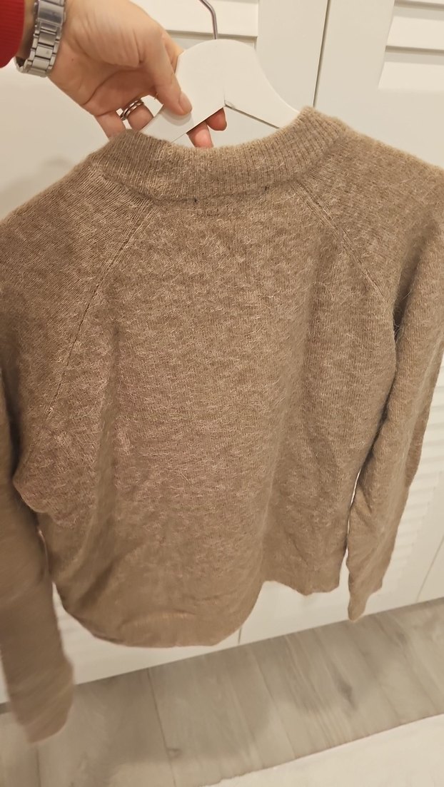 Zara kadın Kahverengi Örgü Yün Kazak - Görsel 5