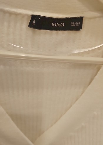 Mango üğmeli Beyaz V Yaka Kadın Hırka - Görsel 3