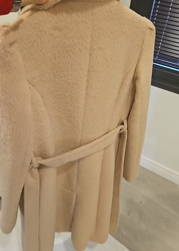 Balizza alpaka Bej Kadın Uzun Kürklü Klasik Kaban - Görsel 6