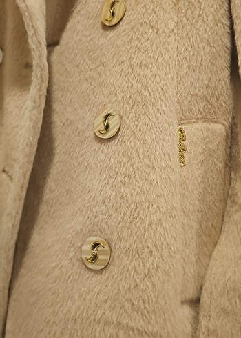 Balizza alpaka Bej Kadın Uzun Kürklü Klasik Kaban - Görsel 2