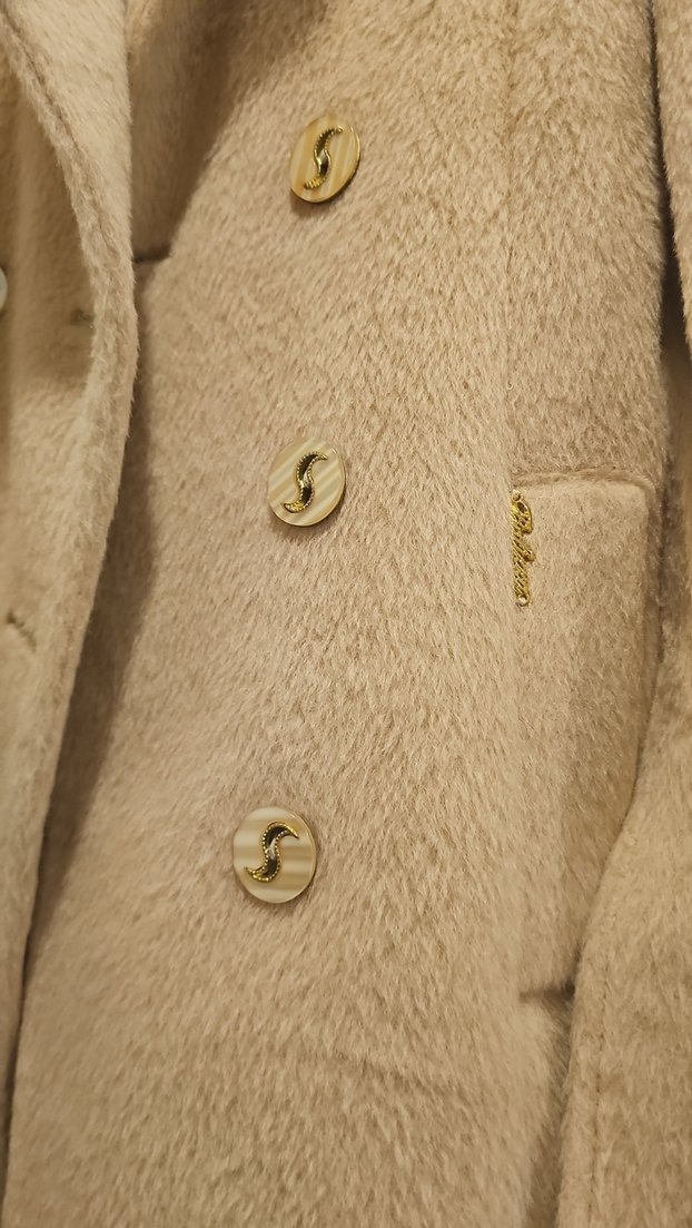 Balizza alpaka Bej Kadın Uzun Kürklü Klasik Kaban - Görsel 2