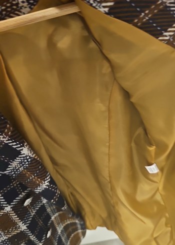 Düğmeli Kahverengi Ekose Kadın Blazer Ceket - Görsel 5