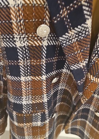 Düğmeli Kahverengi Ekose Kadın Blazer Ceket - Görsel 2