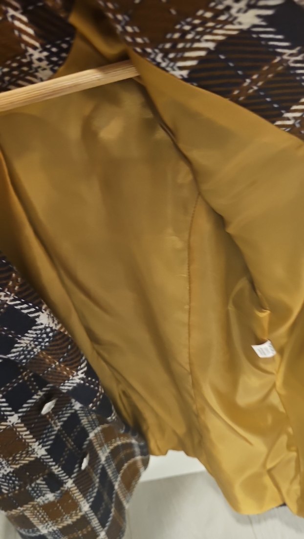 Düğmeli Kahverengi Ekose Kadın Blazer Ceket - Görsel 5