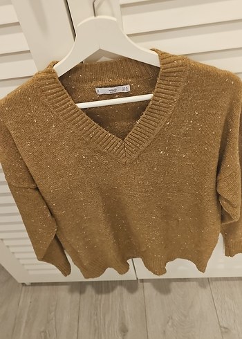 Mango Yaka Kahverengi Örgü Kadın Kazak - Görsel 3