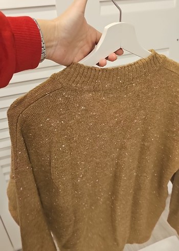 Mango Yaka Kahverengi Örgü Kadın Kazak - Görsel 5