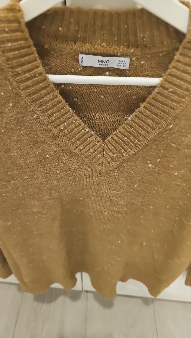 Mango Yaka Kahverengi Örgü Kadın Kazak - Görsel 2