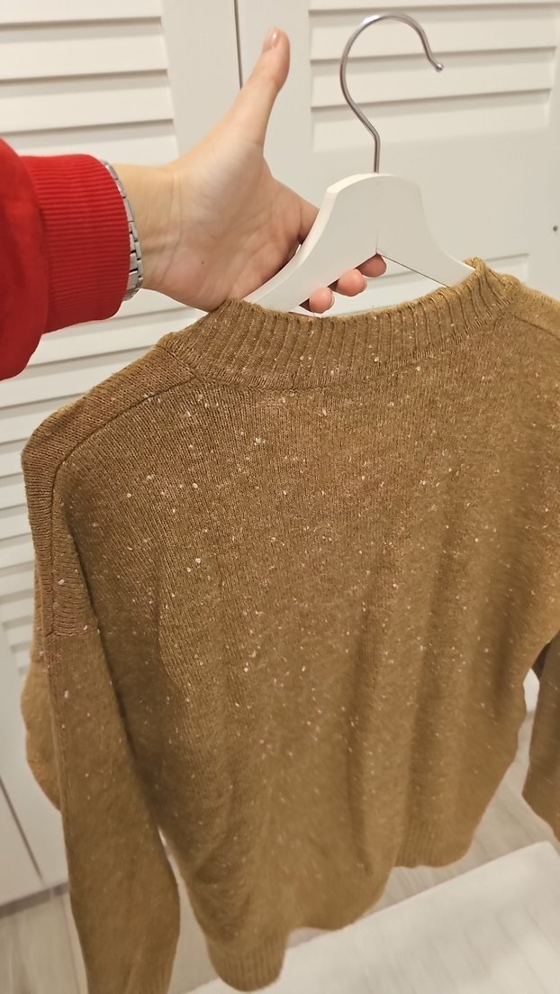 Mango Yaka Kahverengi Örgü Kadın Kazak - Görsel 5