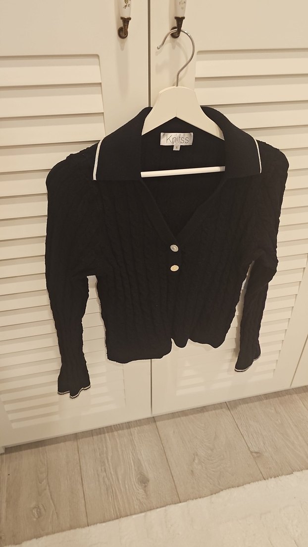 Knitss Düğmeli Siyah Kadın Keten Ceket - Görsel 3